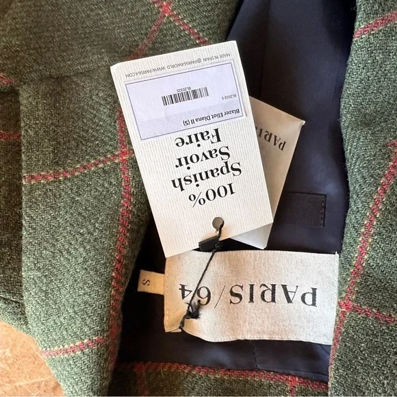 NEW!! Paris 64 Eliot Diana II Plaid Double-Breasted Blazer - Picture 4 of 11